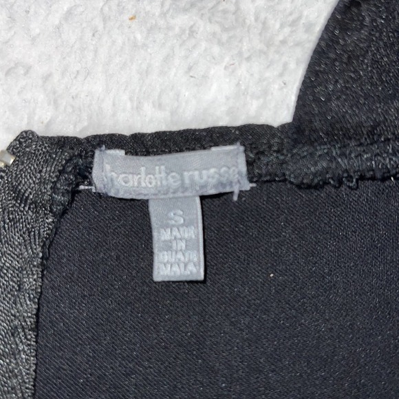 Charlotte Russ Black Criss-Cross Front Top with Zippered Back. Size Small. EUC - Picture 6 of 7